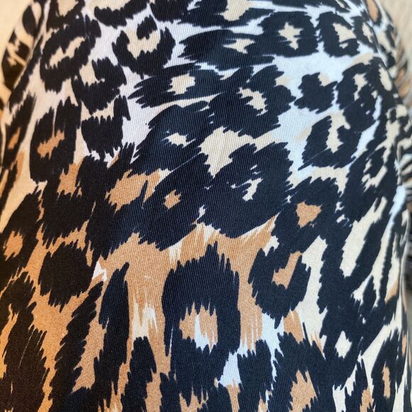 Vintage Silk & Rayon Blend Animal Print Scarf Japan 26” Square Black Tan Cream - Picture 7 of 7